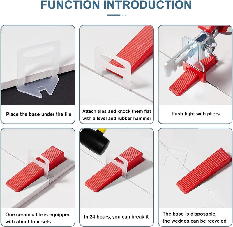 H-Fire Mid Tile Leveling System Clips 1/16" Tile Leveler Clips 1.5mm 2000 Pcs DIY Tile Leveler Spacers for Professional Ceramic Tile and Stone Installation - Image 3